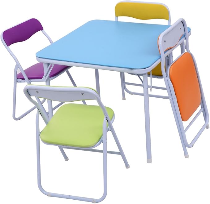 Custpromo Juego de Mesa y sillas Plegables para niños (5 Piezas