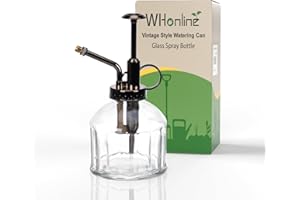 WHONLINE Wholine Glass Spray Bottle, Plant Sprayer Mister with Vintage Bronze Plastic Spout, Plant Misters for Inside, Suitable for Cleaning, Garden, Plants, Transparent