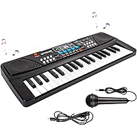 M SANMERSEN Kids Piano Keyboard, Piano for Kids with Microphone Portable Electronic Keyboards for Beginners 37 Keys Musical T