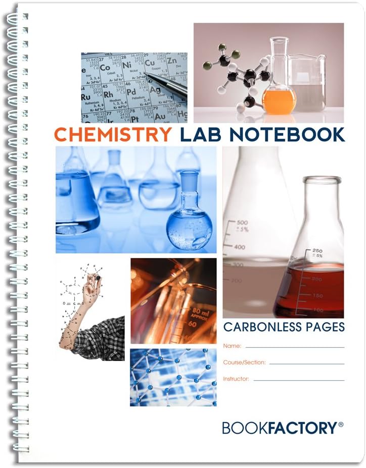 BookFactory Carbonless Chemistry Lab Notebook - 50 Sets of Pages (8.5" X 11") (Duplicator) - Scientific Grid Pages, Durable Translucent Cover, Wire-O Binding (LAB-050-7GW-D (Chemistry)) : Science Laboratory Notebooks : Office Products