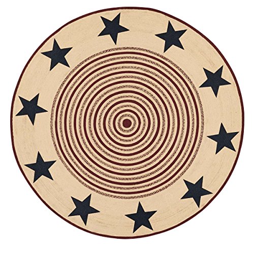 Americana Primitive Flooring - Potomac Tan Stenciled Stars Round Jute Rug, 8' Diameter