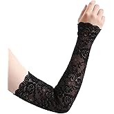 Women's Long Lace Gloves,1Pair Floral Flower Lace Arm Sleeves,Hollow UV Protection Gloves Fingerless Driving Gloves for Party