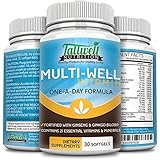 Liquid Multivitamins, Ginseng, Gingko Biloba, 100% Vitamin C, E, Biotin, Maximum Vitamins & Minerals, Brain Boosters, Helps Enhance Memory & Antioxidants for Better Health, 30 liquid Soft Gels