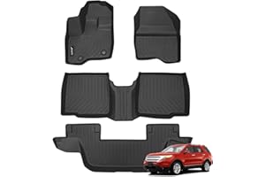 Jenofa Floor Mats for 2011-2014 Ford Explorer 7 Passenger Bench Seat Floor Liner All Weather Custom Fit 2011-2014 Ford Explorer Durable Floor Liners Car Mat for Ford Explorer Accessories Black