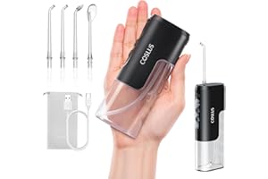 COSLUS T40 Portable Water Flosser for Travel: Mini Water Flossers For Teeth Quick Clean, 4 Modes & Removable Tank for Family,