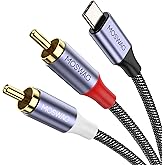 MOSWAG USB C to 2 RCA Audio Cable 3.3FT, Type C to 2 Male Y RCA Splitter, ype C to 2RCA Jack Male Y Splitter Cord Adapter Compatible iPhone 1615, Home Theater Amplifier TV Speaker Hi-Fi Amplifer