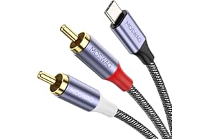 MOSWAG USB C to 2 RCA Audio Cable 3.3FT, Type C to 2 Male Y RCA Splitter, ype C to 2RCA Jack Male Y Splitter Cord Adapter Compatible iPhone 1615, Home Theater Amplifier TV Speaker Hi-Fi Amplifer
