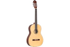 Ortega Guitars 6 Family Series Size Nylon String Classical Guitar w/Bag, Right, Spruce Top-Natural-Satin, Full - Slim Neck (R121SN)