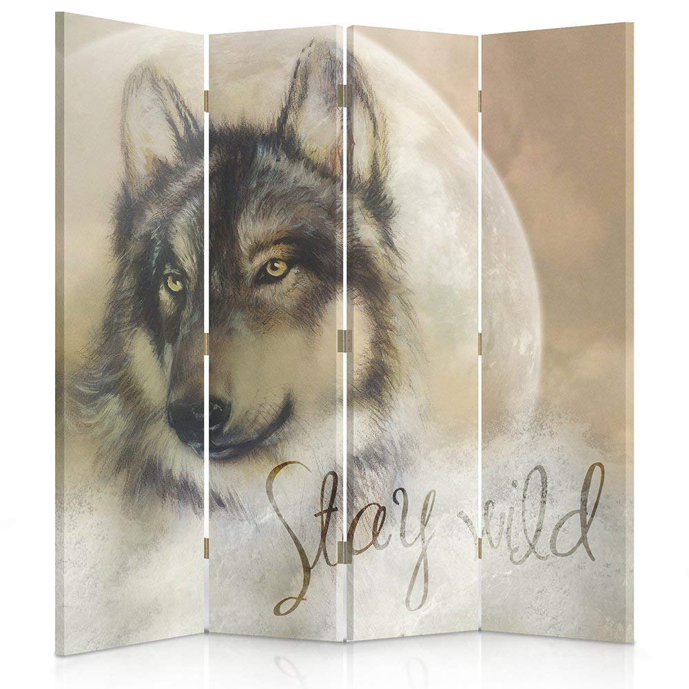 Leinwand Wandschirme Raumteiler Paravent einseitig Wolf Feeby Frames