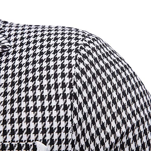 Men's Suit Cuekondy Casual Lapel Plaid One Button Pockets Tuxedo Slim Fit Blazer Dinner Coat Jacket & Drawstring Pants
