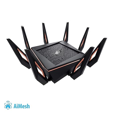 Asus GT-AX11000 ROG Rapture Gaming Router (Ai Mesh WLAN System, WiFi 6 AX11000, Game First V, VPN Fusion, 1x 2.5G LAN, 4x Gig