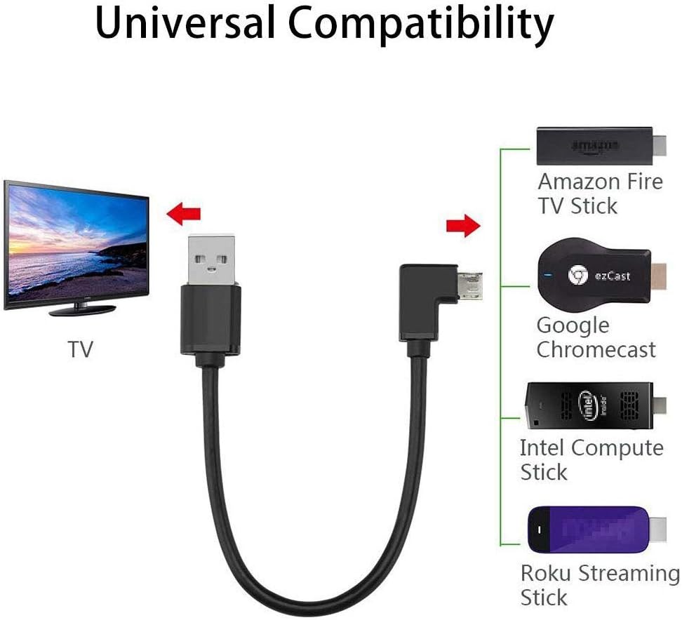 TengKo Mini Power Cable for TV Stick - Micro USB Charging Cable for Chromecast - Powers TV Stick via USB Port - Image 3