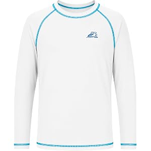 Twekfish Boys Rash Guard Long Sleeve, Kids Youth UPF 50+ UV Protection Sun Shirts, Quick Dry Swim Shirt for Surf Fishing