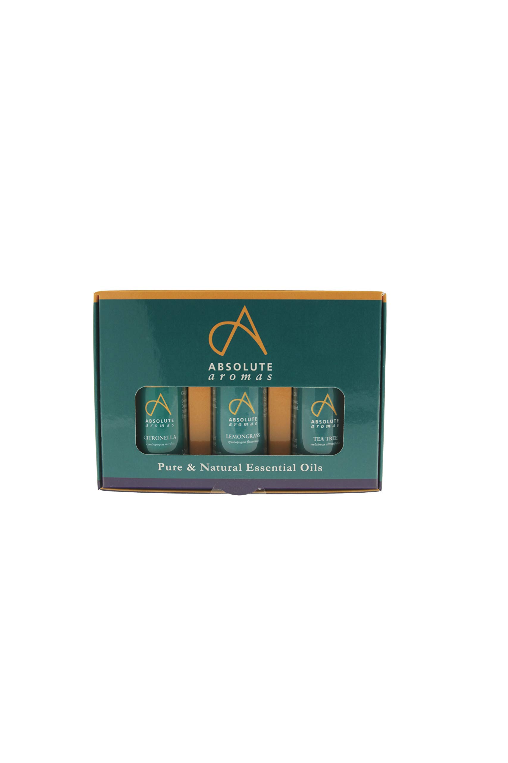 Absolute Aromas Summer Essential Oils Pack - Set of 3 x 10ml - 100% Pure Citronella, Lemongrass & Tea Tree Essential Oils – for Aromatherapy and Diffusers
