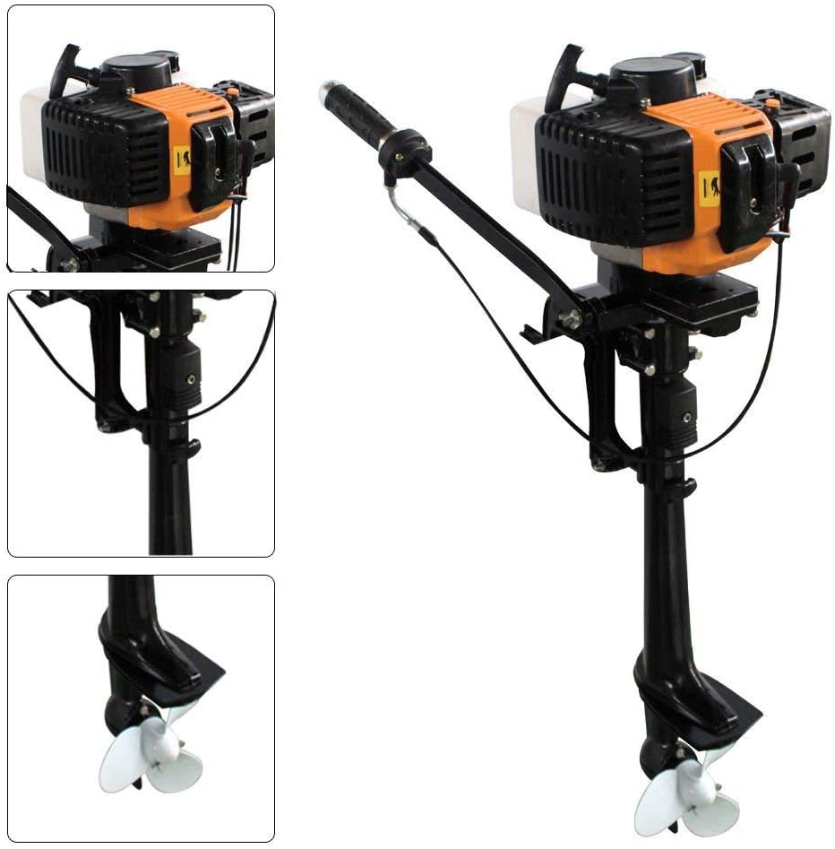 DiLiBee Outboard Motor,3.5HP 2Stroke Outboard Shaft Boat Engine Motor - Trolling Motors - Fishing Watercraft & Trolling Motors