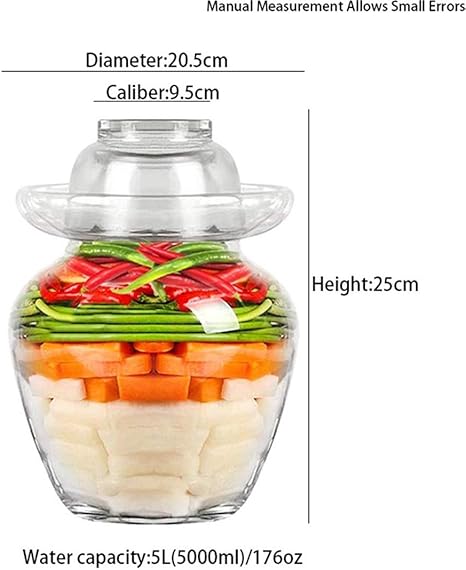 Amazon Ghlis Maigt 厚み付け鉛フリーガラスのピクルスの瓶夜汚れ漬けキャベツ大根コンテナ酸洗ボトルキッチンアクセサリー ジャム瓶 色 Capacity5l 保存容器 キャニスター オンライン通販