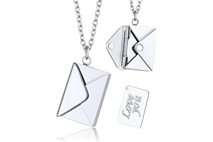 KeyStyle Personalized Envelope Locket Necklace for Women, Custom Love Letter Message Necklaces Birthstone Photo Jewelry Mother's Day Christmas Gift for Fiancee Mom Wife