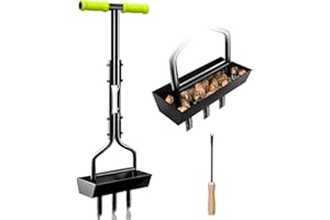 VANPEIN Lawn Aerator Garden Tool with Soil Core Tray, 38” Manual Grass Plug Aerators & A Cleaning Tool, Coring Aeration Tools with 3 Tines for Gardening, Soil Compaction, Lawn Yard Care, Patented Green