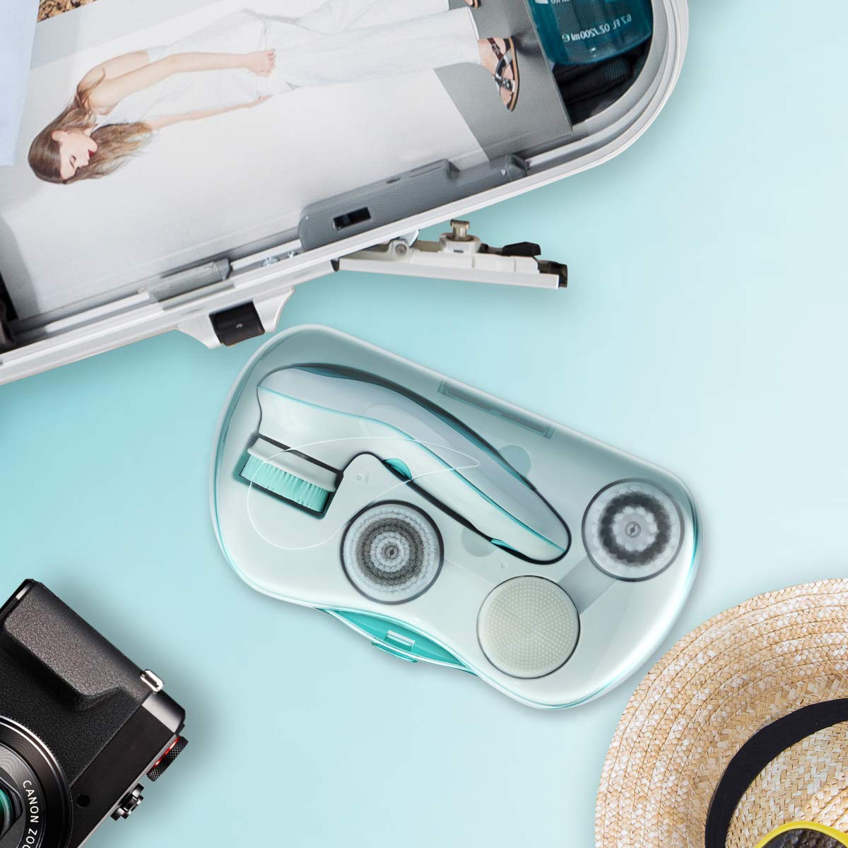 Rechargeable Facial Cleansing Spin Brush Set with 4 Exfoliation Brush Heads - Waterproof Face Spa System by CNAIER - Advanced Microdermabrasion for Deep Scrubbing and Gentle Exfoliating: Beauty