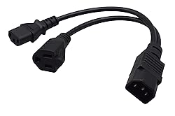 Strhowill IEC 320 C14 to C13+5-15R Y Split Short