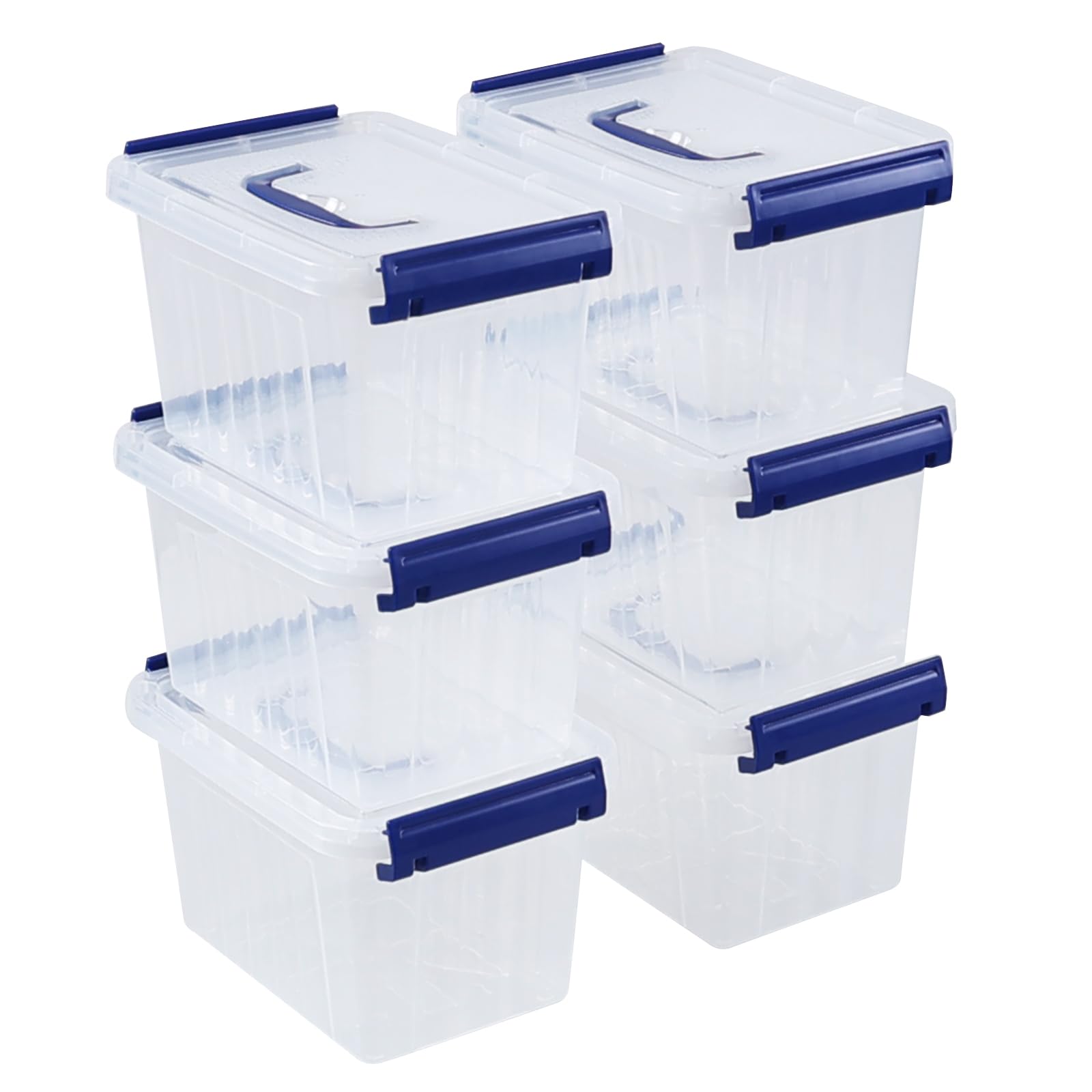 Minekkyes 3L Storage Boxes with Lids Set of 6, Plastic Clear Stackable Storage Box, Multipurpose Storage Tubs For Home, Office