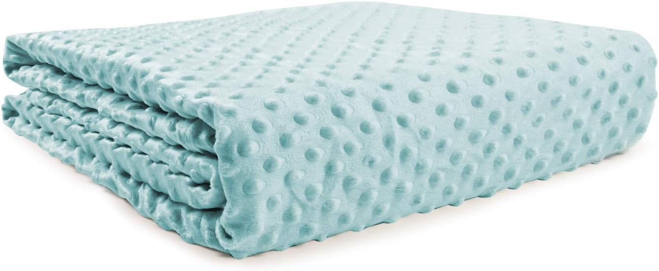 Minky Duvet Cover for Weighted Blankets (60''x80'')Aqua, Dot Minky