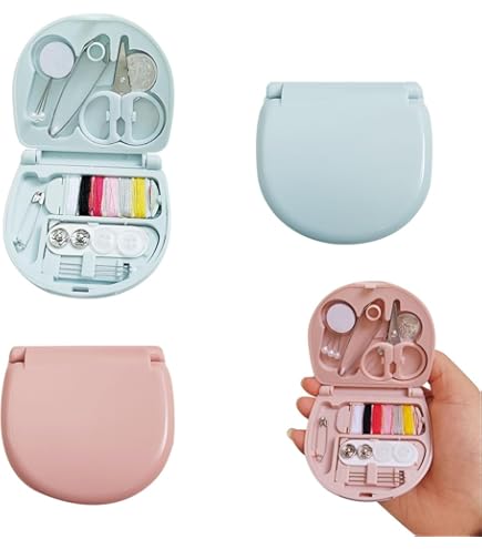 Kit De Costura De Viaje - 10 Agujas Con Hilos De Colores, Incluye Alfiler Y Botones, Estuche Mini