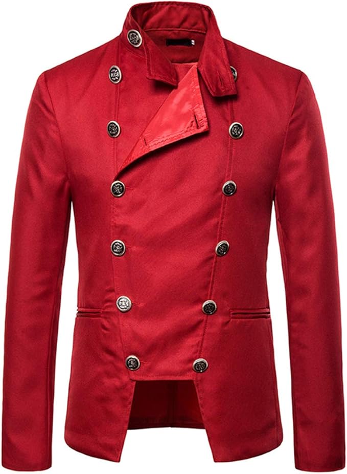 Gothic Steampunk Jacket Men with Retro Trench Coat Party Costume