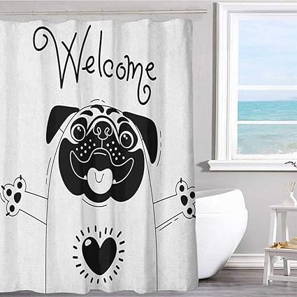 Amazon Com Mkok Decorative Shower Curtain 36 X72 Inchpug Cute