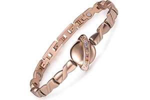 RainSo Stainless Steel Bracelets for Women Rose Gold Magnetic Bracelets Planet Design with Ultra Strength Magnetic Lymph Detox Adjustable Women Bracelet for Mother's Day Birthday Gift [Include Sizing Tool]