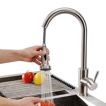 Homelody 360° drehbar Wasserhahn Küche Armatur ausziehbar Mischbatterie Einhebelmischer Spültischarmatur Küchenarmatur mit br