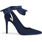 Fashare Womens High Heels Bow Tie Back Sexy Stiletto Ankle Strap Wedding Dress Pumps Shoes