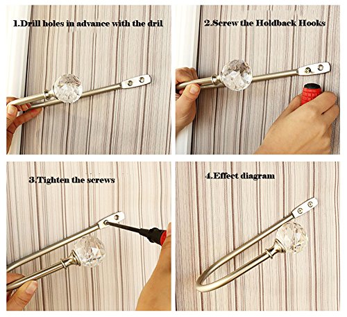 HSTYAIG Crystal Curtain Holdback Hooks Drapery Tiebacks Tassel Holder Window Decorative Hook Set of 2 (Green Bronze)