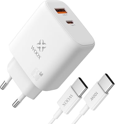 USB-C Ladegerät 65W, GaN Netzteil, 2 Ports PD+QC, mit USB-C Kabel