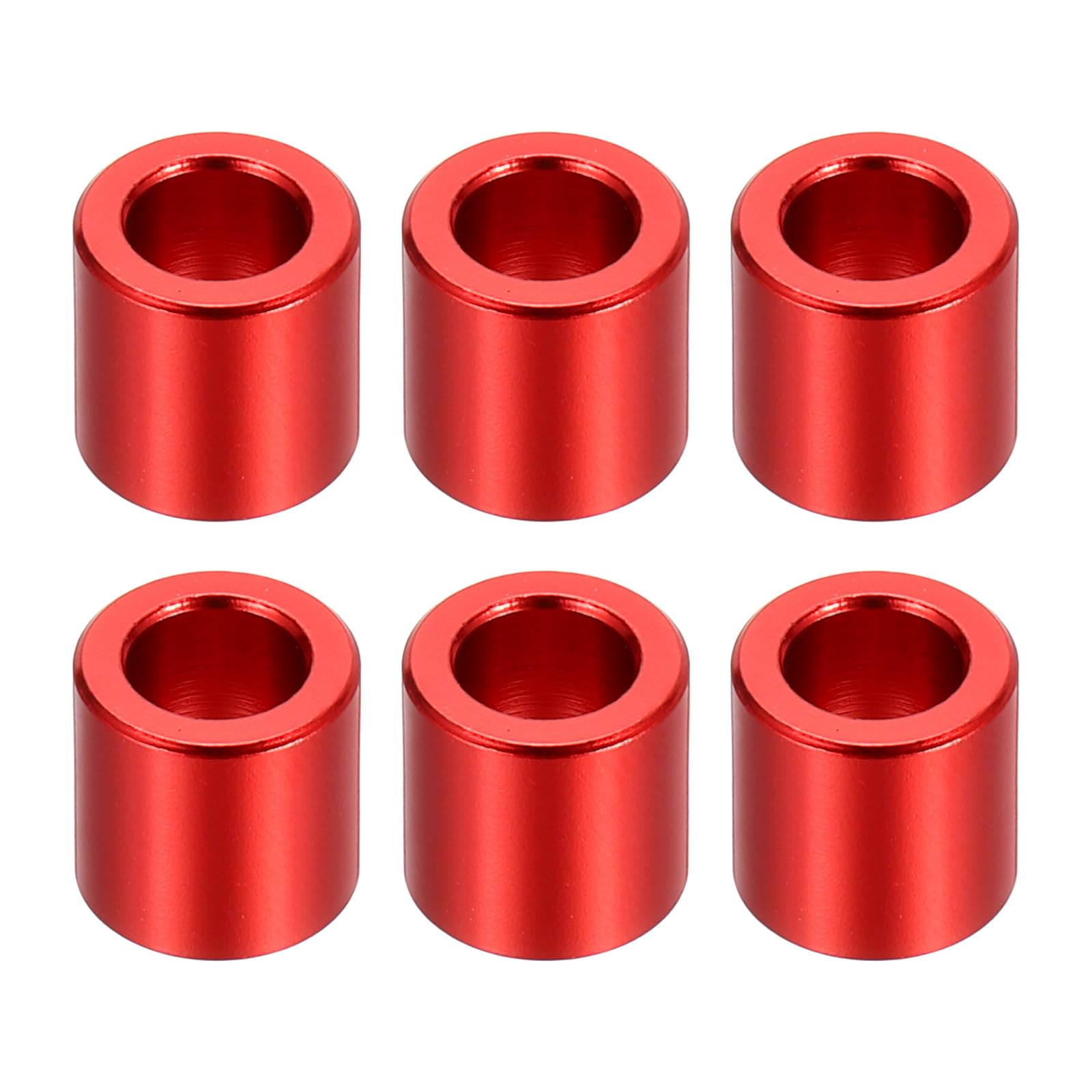 PATIKIL M6 Aluminum Spacers, 6 Pcs Metal Spacers Aluminum 6.2mm ID x 10mm OD x 10mm L Aluminum Spacer Screw Standoff Round for 1/4" or M6 Screw Bolts,Red