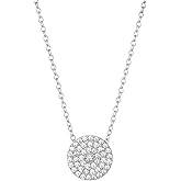 TenrSteel Dainty Stainless Steel Cubic Zirconia Round/Eye Pendant Necklace for Women Pave Necklaces Fashion Jewelry