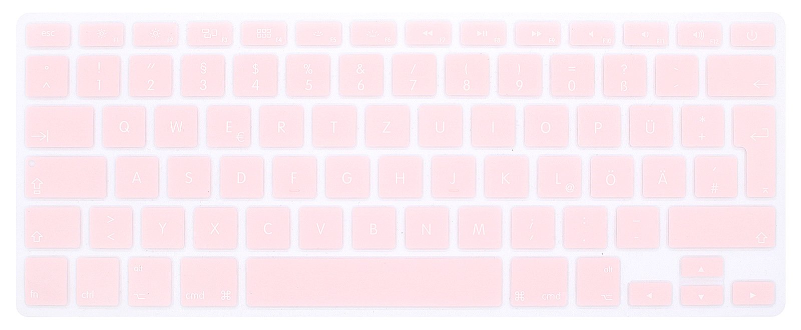 MMDW EU/UK German Language Keyboard Cover for Macbook Pro 13 Inch,15 Inch(with or without Retina Display, 2015 or Older Version) for Macbook Old Air 13 EU/ISO Keyboard Layout Silicone Skin-New Pink