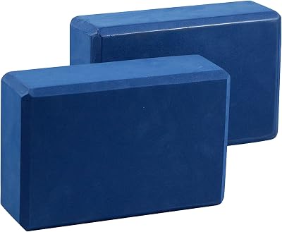 EXERZ Yoga Blocks 2pcs Navy Non-Slip High-Density EVA Lightweight