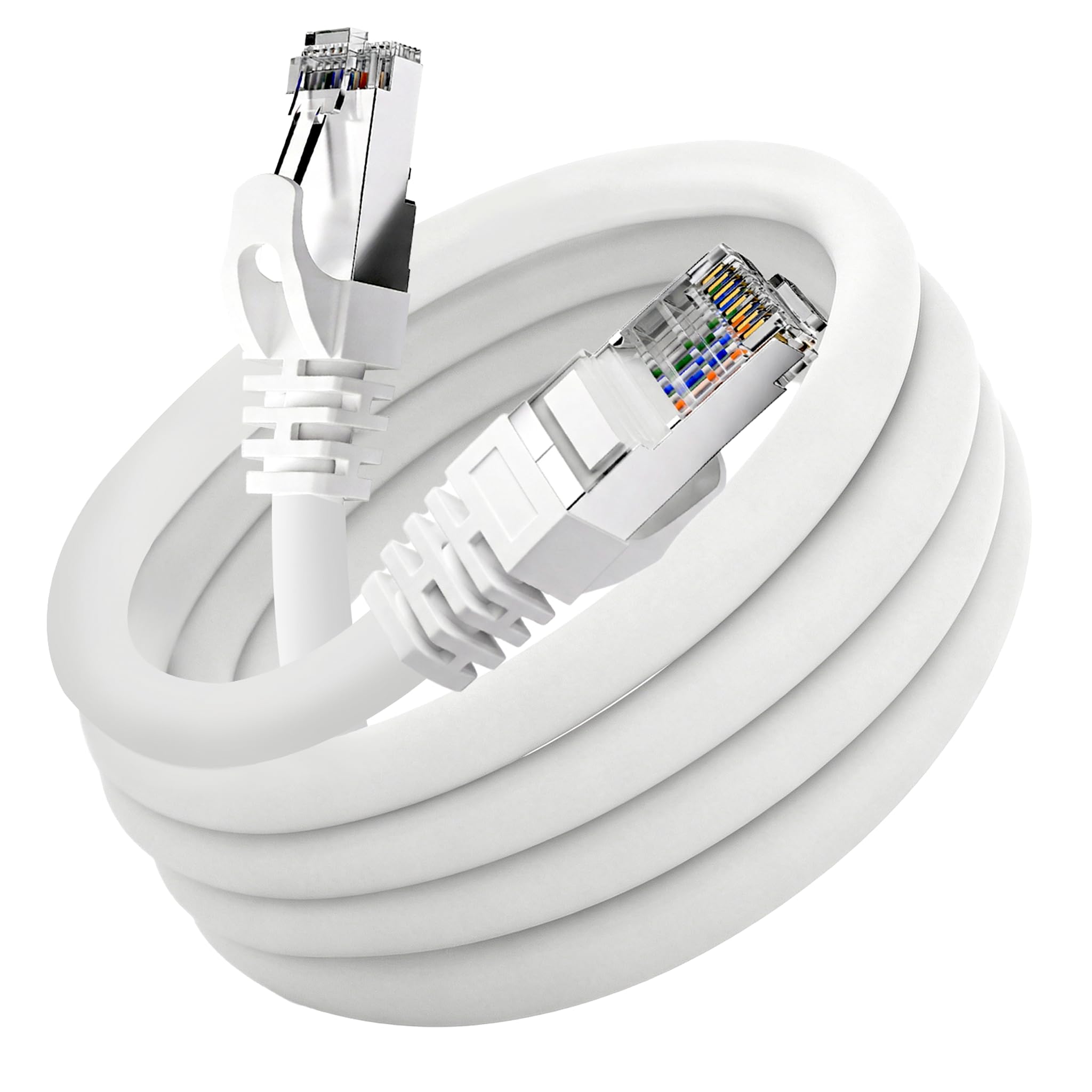 ikbc Ethernet Cable 3m, Cat 6 Lan Cable 3m FTP Shielded, High Speed Internet Cable 1000Mbits, Gigabit Patch Cable RJ45 White for Router PS4/5