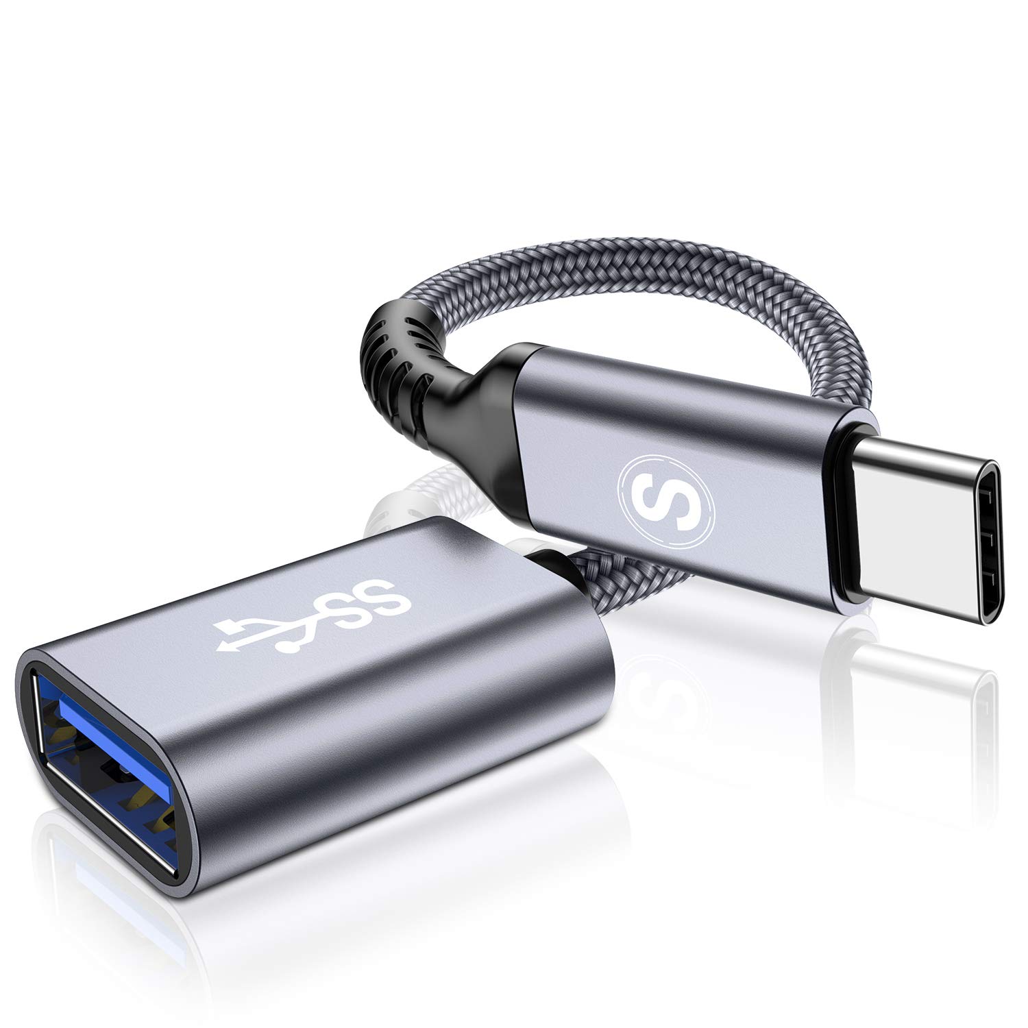 USB C to USB 3.1 Adapter [2 Pack] OTG USB Type C Adapter Compatible with Samsung Galaxy S20 S20+ S20 Ultra S10 S9 Plus Note 10 9 8, Huawei P40 P30 P20 Mate 30 20 Pro, MacBook Pro/Air 2018 (Grey)