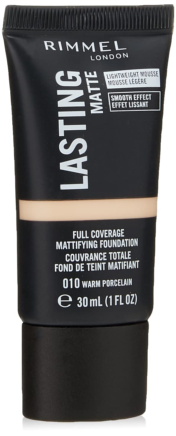 Rimmel Lasting Matte Full Coverage Light-weight Foundation 30ml, 010 Warm Porcelain 34856804010