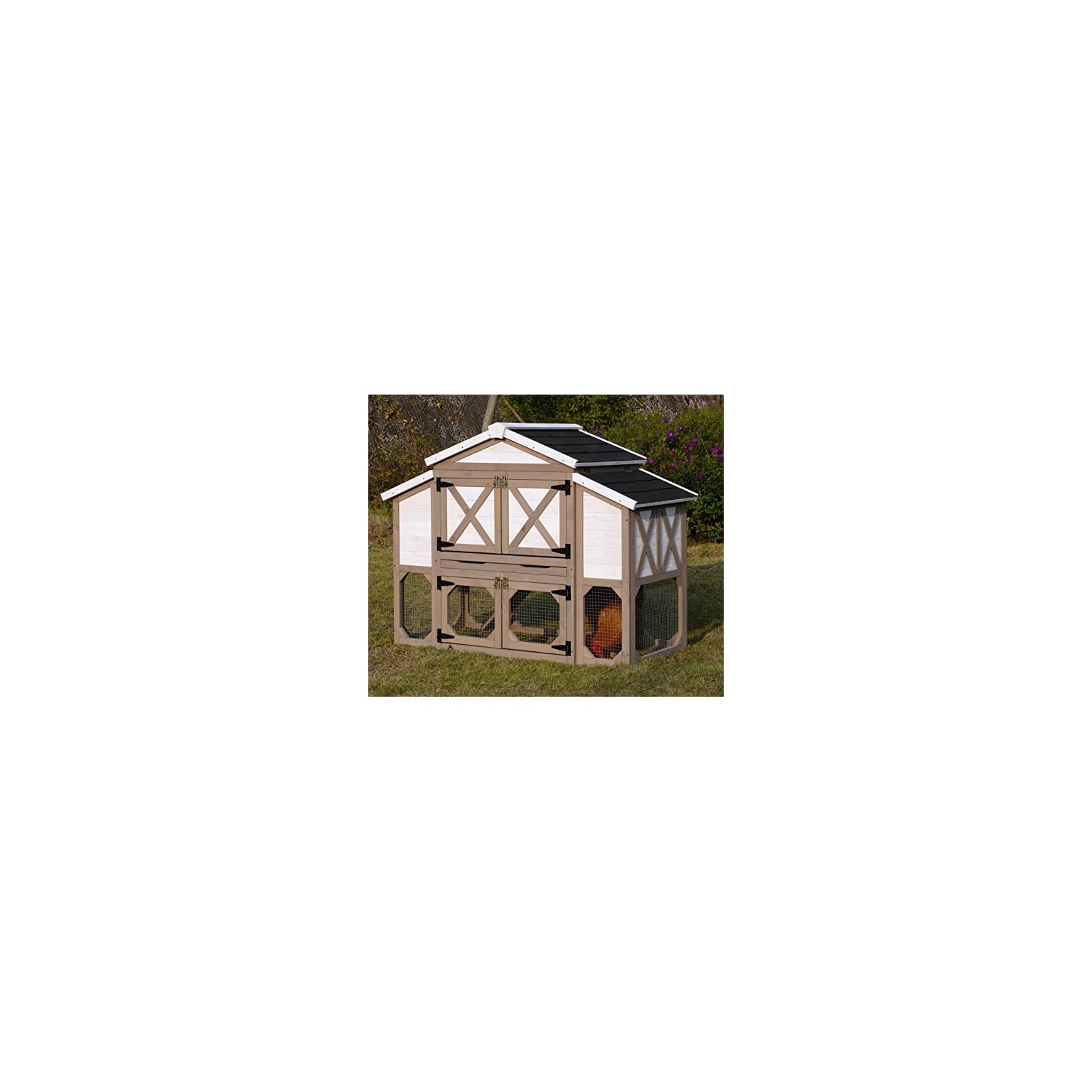 zoovilla Country Style Chicken Coop Metal Nest Box with Asphalt Roof