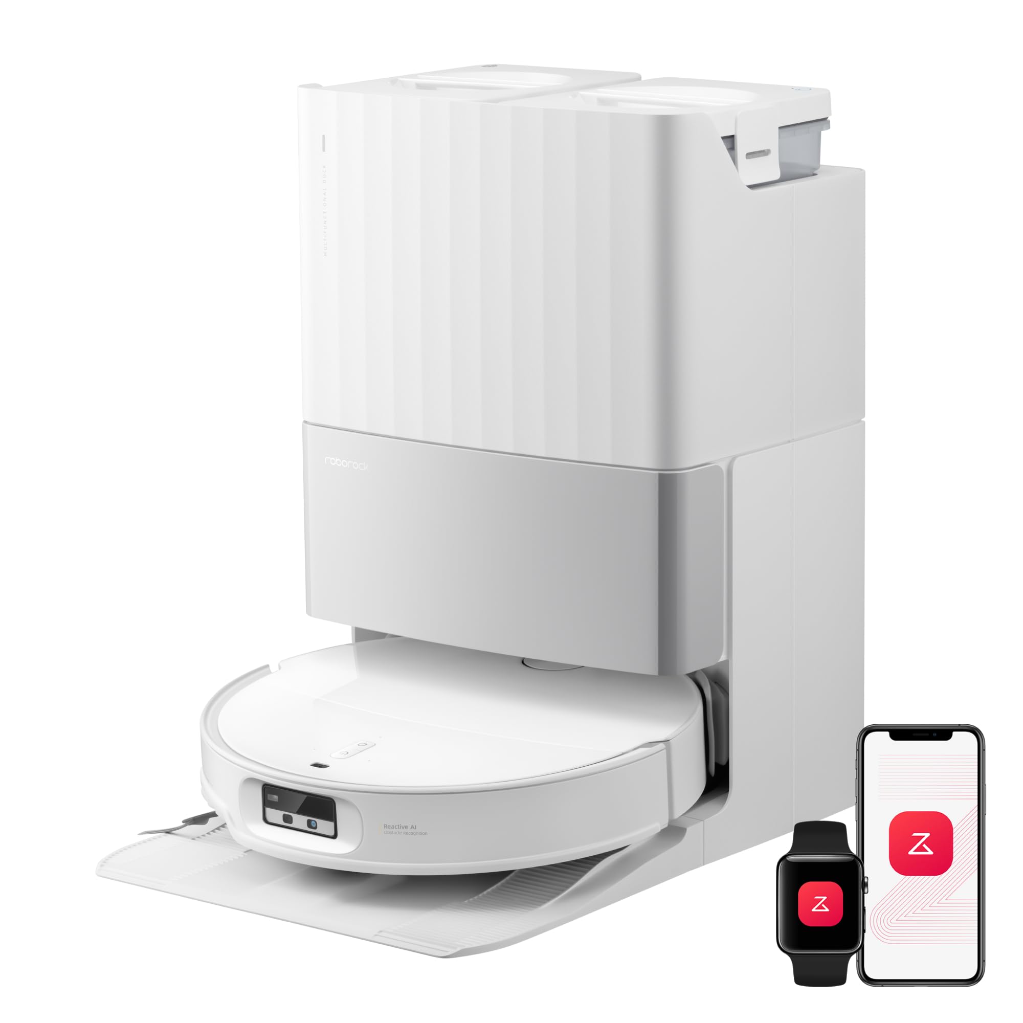 roborock Qrevo EdgeT Saugroboter mit Wischfunktion, Dual Anti-Tangle-System, 18.500Pa, 7,98cm Ultra-Slim Design, FlexiArm Technologie, 75℃ Heißwasser-Moppwäsche, Integrierter Sprachassistent (Weiß)
