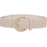 Mikovivi Women Braided Rattan Belt, Girl Adjustable Woven Waistband Dress Waist Wrap Sash Stretch Wide Rattan with Boho Straw