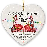 Gift Glow Friend Christmas Ornaments - 2026 Ceramic Ornament for Xmas Tree Decorations, Naughty Christmas Ornaments for Friends, Bestie Gifts for Women, BFF, Soul Sister, Work Bestie