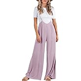 FSHAOES Womens Suspender Overalls High Waist Loose Sleeveless Wide Leg Jumpsuit Spaghetti Strap Baggy Long Romper