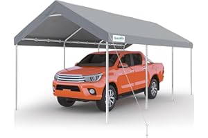 Quictent 10x20 ft Heavy Duty Carport Canopy Galvanized Car Tent Outdoor Garage Boat Shelter with Reinforced Structure, with Hanging Edge - Gray