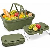 Vosntop Collapsible Wash Basin with Lid, Foldable Camping Bucket with Portable Tabletop, Portable Dish Basin for Camping, RV, Kitchen and Outdoor Use
