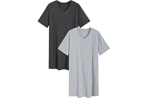 Latuza Men's Cotton Nightshirt Short Nightgown 2 Pack