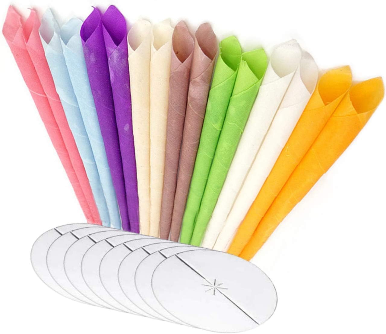 Organic Hopi Ear Candles for Blocked Ears - All Natural Ear Wax Remover GLAMZA 100% Natural Beeswax Candle - 16pcs (8 Pairs) with 8 Protective Disc Cones for Safe & Effective Ear Candling